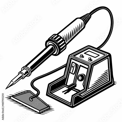Creative Soldering Station Vector Illustration | Clean and Modern Design for Electronics Repair, PCB Soldering, and Engineering Tool 