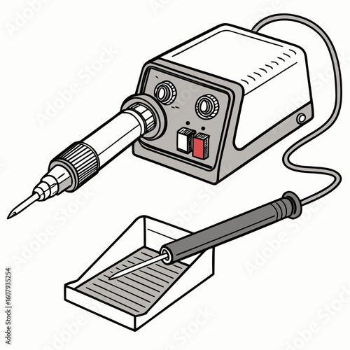 Creative Soldering Station Vector Illustration | Clean and Modern Design for Electronics Repair, PCB Soldering, and Engineering Tool 