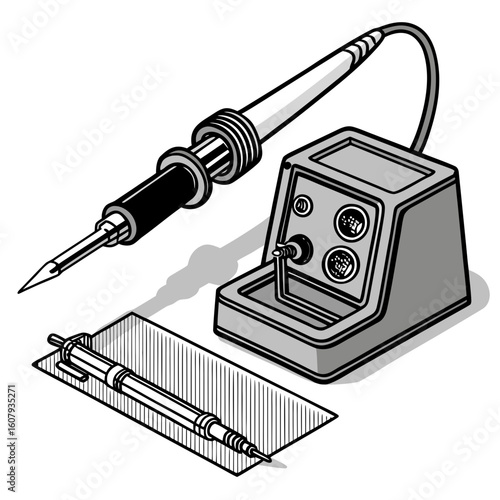 Creative Soldering Station Vector Illustration | Clean and Modern Design for Electronics Repair, PCB Soldering, and Engineering Tool 