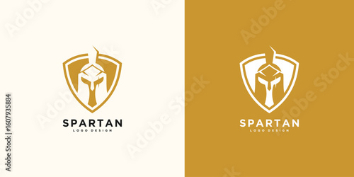 spartan logo and vector design helmet and head