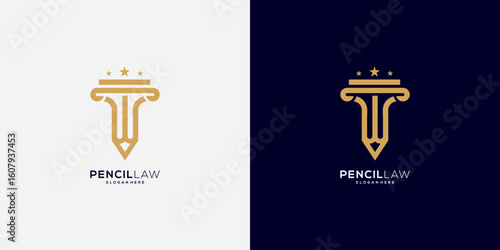 pencil law logo vector design