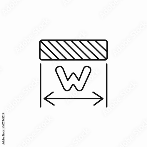 width dimension icon sign vector
