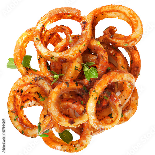 Crispy Onion Rings Garnished with Fresh Herbs