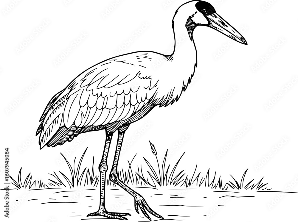 Obraz premium Hand drawn Brolga, Australian crane illustration for antistress