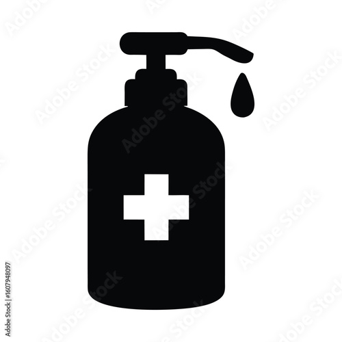 Hand sanitizer bottle vector icon for hygiene and health care product for virus protection use