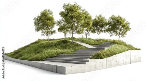In modern city landscape architecture, the development of urban green spaces is intertwined with the concept of sustainability, showcased through aerial views of nature