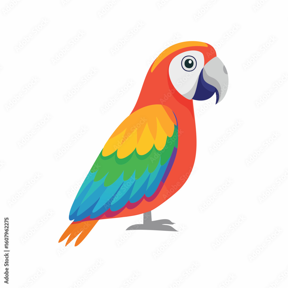 Fototapeta premium Parrot with Bright Feathers and Beak as Exotic Bird with Colorful Plumage