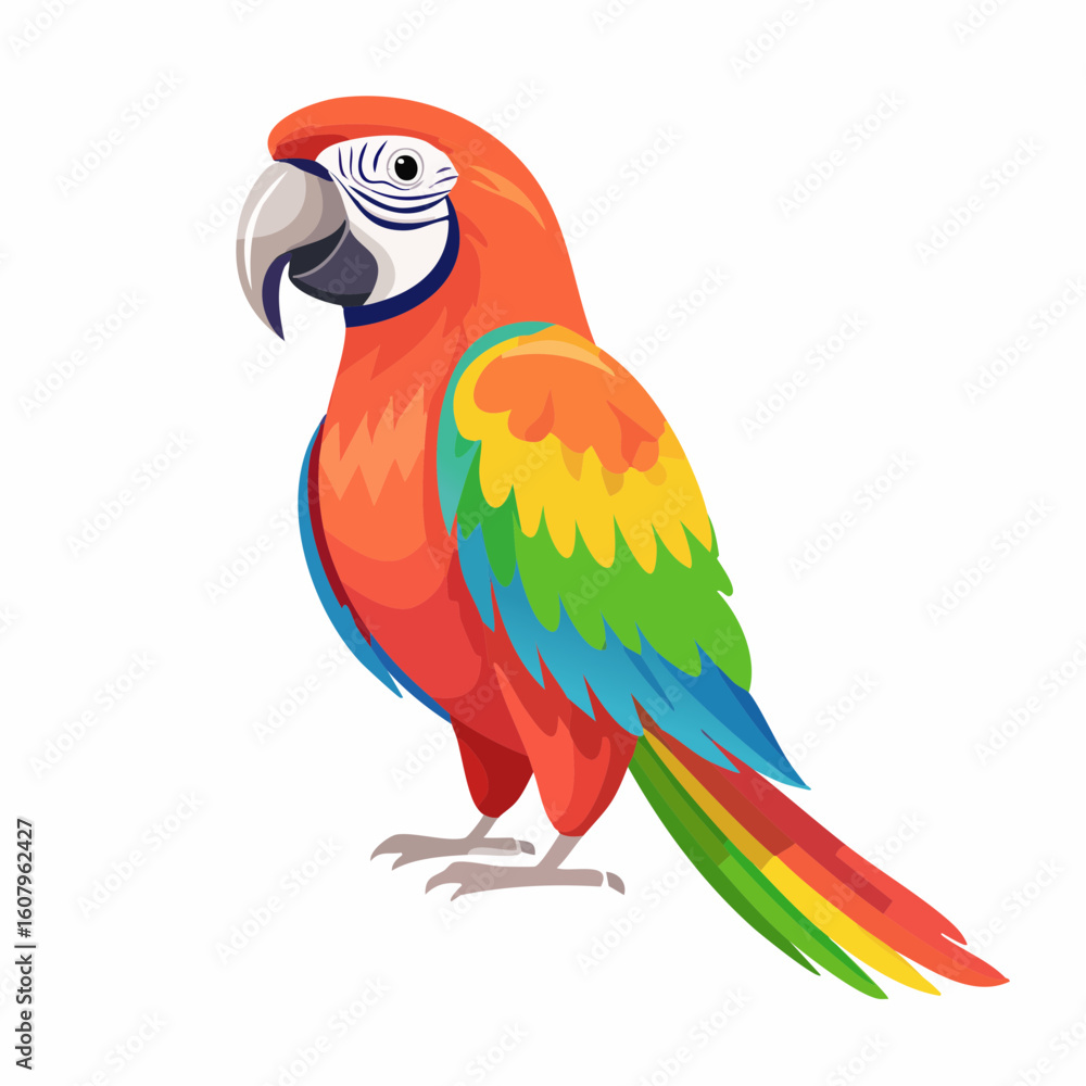 Obraz premium Parrot with Bright Feathers and Beak as Exotic Bird with Colorful Plumage