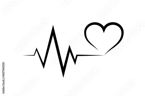 Heartbeat And Heart Hand Drawn Line