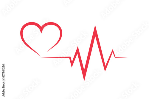 Heartbeat And Heart Hand Drawn Line