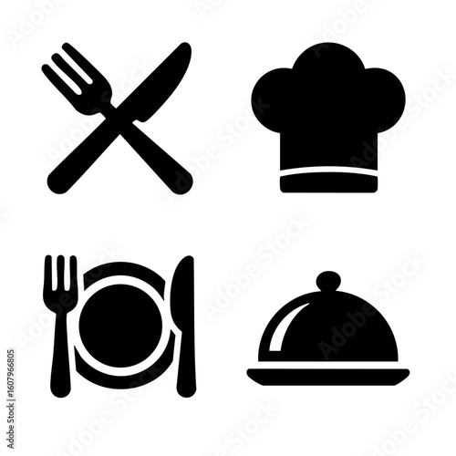 restaurant icon logo set