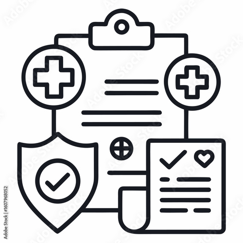 Modern healthcare compliance icon set for digital and print applications