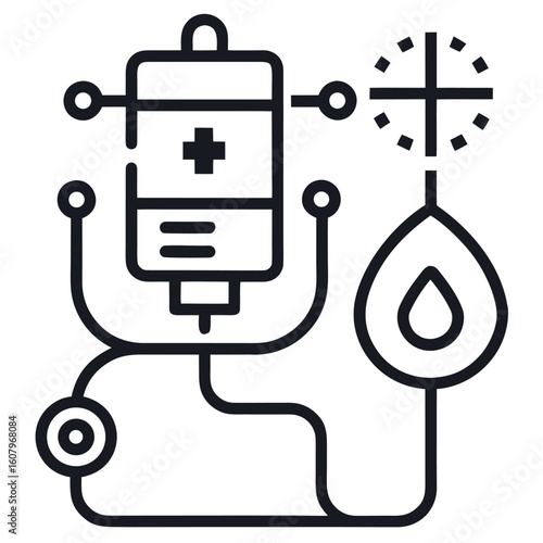 Stylized chemotherapy icon for medical and health related designs