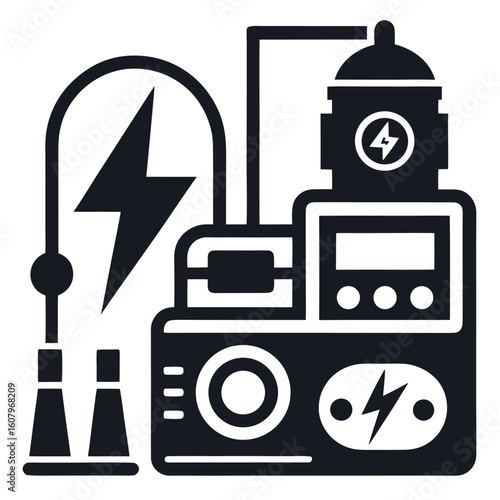 Electromagnetic testing equipment line icon for science and technology