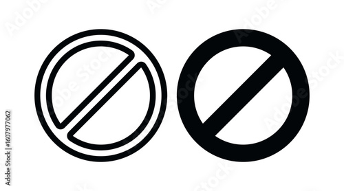 Prohibited No Sign Line Flat Glyph