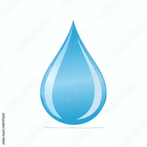 A single, stylized, blue water droplet isolated against a white background.