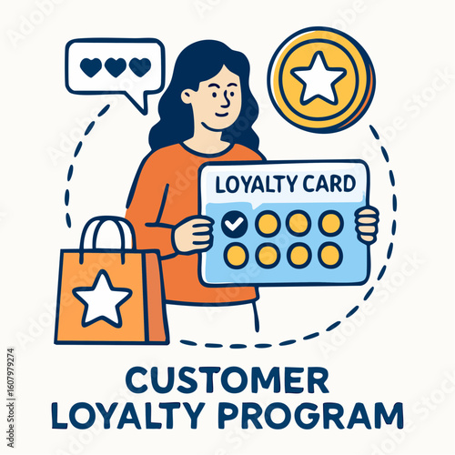Woman holding a loyalty card with points, illustrating a customer loyalty program.