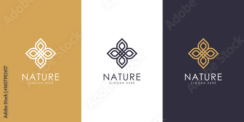 Abstract elegant flower logo icon vector design