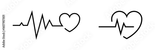 Ecg Heartbeat Lines With Hearts Collection