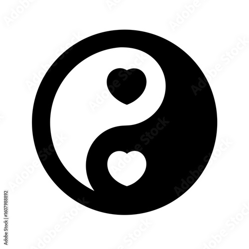 Yin yang heart icon vector illustration