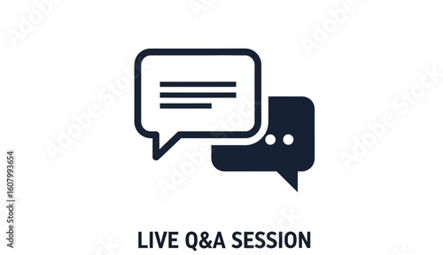 Live Q&A session icon: two speech bubbles signifying conversation and dialogue.