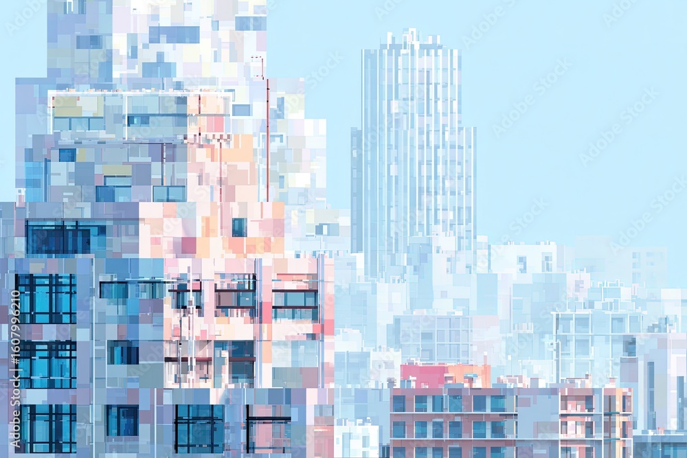 Obraz premium Abstract cityscape, pastel hues