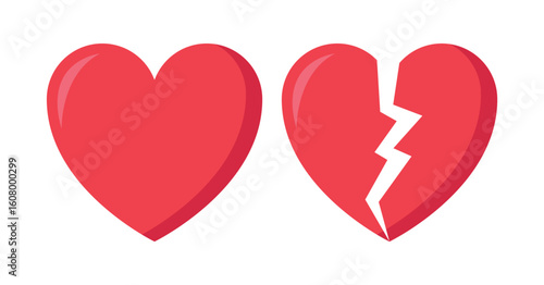 Heart And Broken Vector on White Background