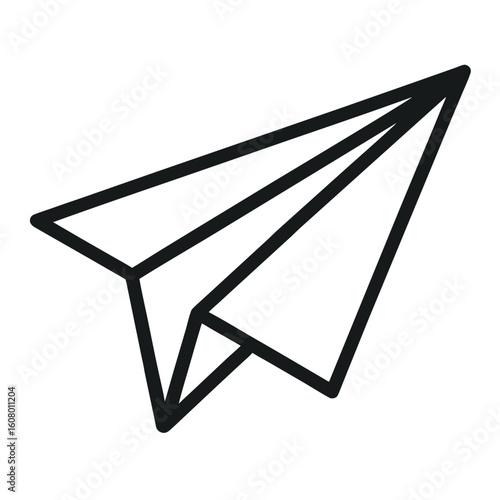 Art of a simple black outline of a paper airplane in flight