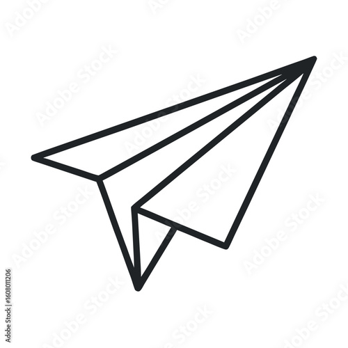 Art of a simple line drawing of a paper airplane in flight