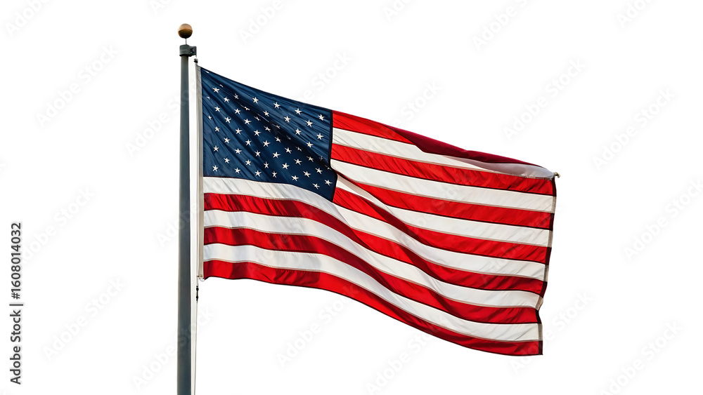 Fototapeta premium usa flag isolated on white background or transparent background, png cut out, ready to bring joy to any space