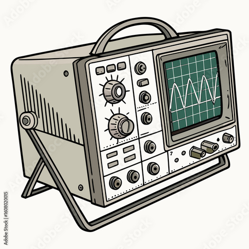 Creative Oscilloscope Vector Illustration | Clean and Modern Design for Signal Analysis, Electronic Testing, and Engineering Lab Projects