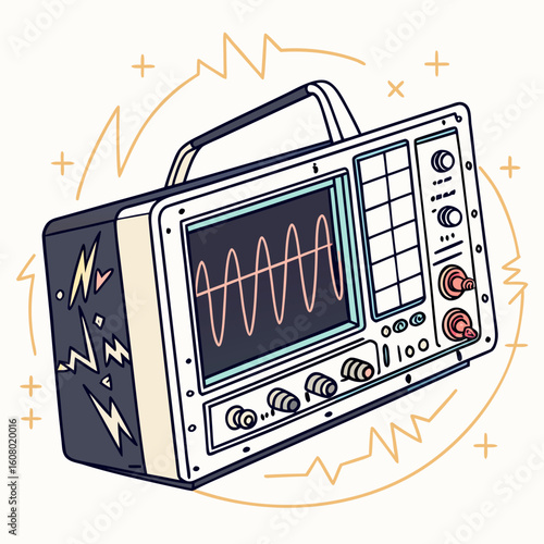 Creative Oscilloscope Vector Illustration | Clean and Modern Design for Signal Analysis, Electronic Testing, and Engineering Lab Projects