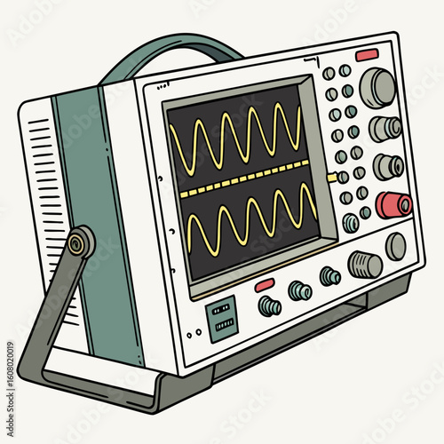 Creative Oscilloscope Vector Illustration | Clean and Modern Design for Signal Analysis, Electronic Testing, and Engineering Lab Projects