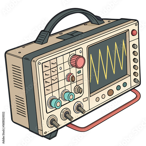 Creative Oscilloscope Vector Illustration | Clean and Modern Design for Signal Analysis, Electronic Testing, and Engineering Lab Projects