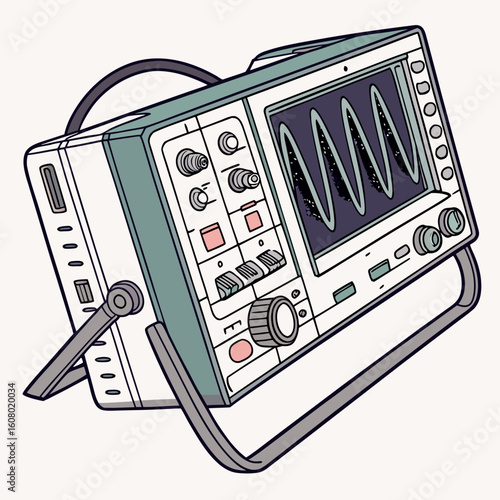 Creative Oscilloscope Vector Illustration | Clean and Modern Design for Signal Analysis, Electronic Testing, and Engineering Lab Projects