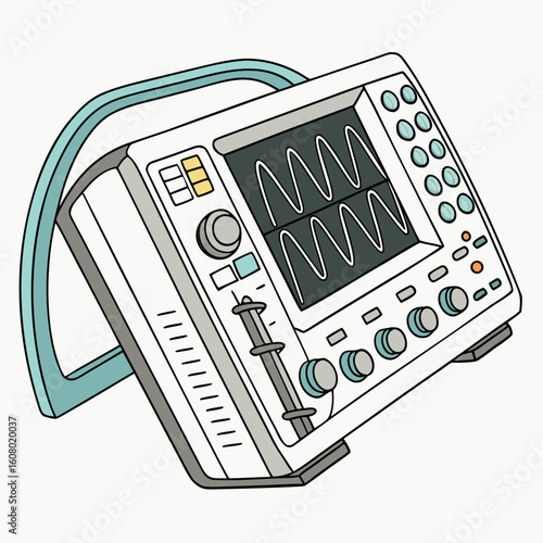 Creative Oscilloscope Vector Illustration | Clean and Modern Design for Signal Analysis, Electronic Testing, and Engineering Lab Projects