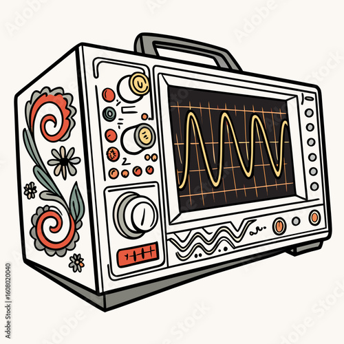 Creative Oscilloscope Vector Illustration | Clean and Modern Design for Signal Analysis, Electronic Testing, and Engineering Lab Projects