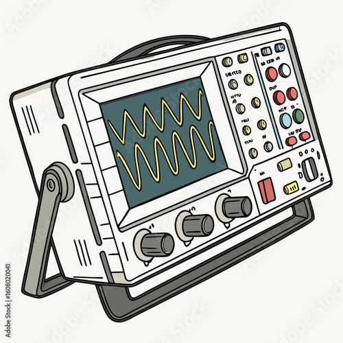 Creative Oscilloscope Vector Illustration | Clean and Modern Design for Signal Analysis, Electronic Testing, and Engineering Lab Projects
