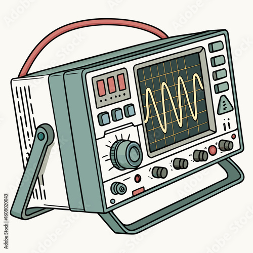 Creative Oscilloscope Vector Illustration | Clean and Modern Design for Signal Analysis, Electronic Testing, and Engineering Lab Projects