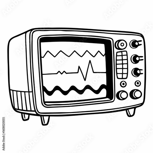 Creative Oscilloscope Vector Illustration | Clean and Modern Design for Signal Analysis, Electronic Testing, and Engineering Lab Projects