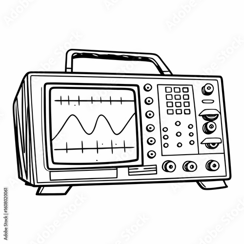 Creative Oscilloscope Vector Illustration | Clean and Modern Design for Signal Analysis, Electronic Testing, and Engineering Lab Projects