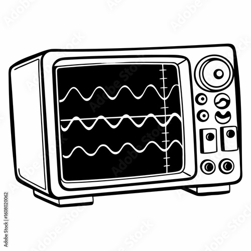 Creative Oscilloscope Vector Illustration | Clean and Modern Design for Signal Analysis, Electronic Testing, and Engineering Lab Projects