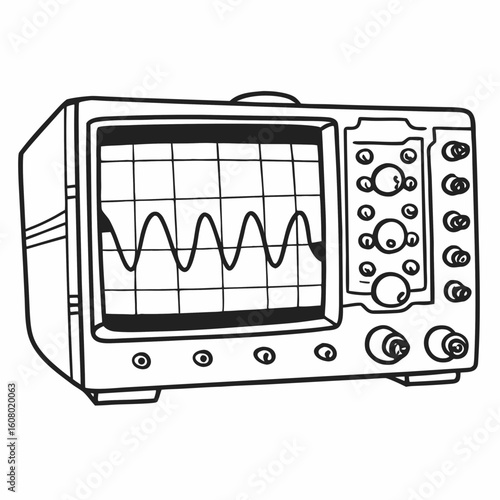 Creative Oscilloscope Vector Illustration | Clean and Modern Design for Signal Analysis, Electronic Testing, and Engineering Lab Projects