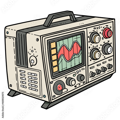 Creative Oscilloscope Vector Illustration | Clean and Modern Design for Signal Analysis, Electronic Testing, and Engineering Lab Projects