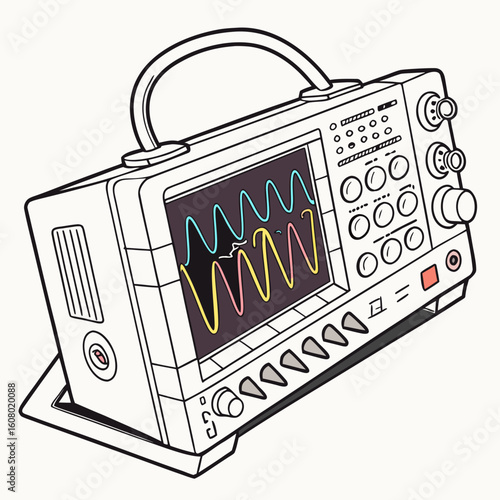 Creative Oscilloscope Vector Illustration | Clean and Modern Design for Signal Analysis, Electronic Testing, and Engineering Lab Projects