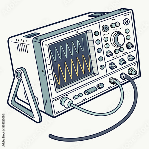 Creative Oscilloscope Vector Illustration | Clean and Modern Design for Signal Analysis, Electronic Testing, and Engineering Lab Projects