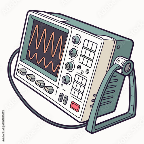 Creative Oscilloscope Vector Illustration | Clean and Modern Design for Signal Analysis, Electronic Testing, and Engineering Lab Projects