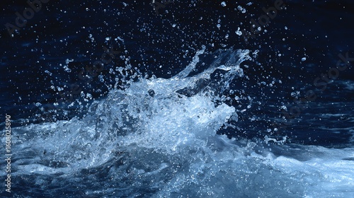 Wallpaper Mural Water splashes dynamically against a dark background, capturing droplets in mid-air with vivid clarity and motion. Torontodigital.ca