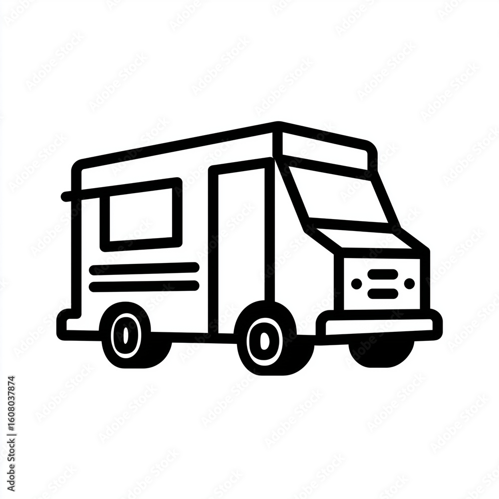 Fototapeta premium A simple vector icon of an open food truck, on a transparent background