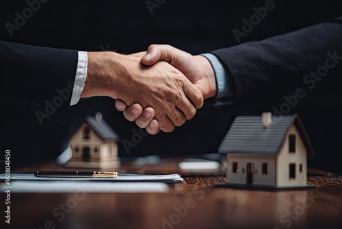 Businessmen shaking hands over a real estate deal